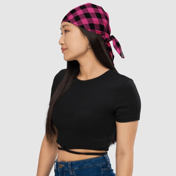 Plaid bandanas with UPF protection