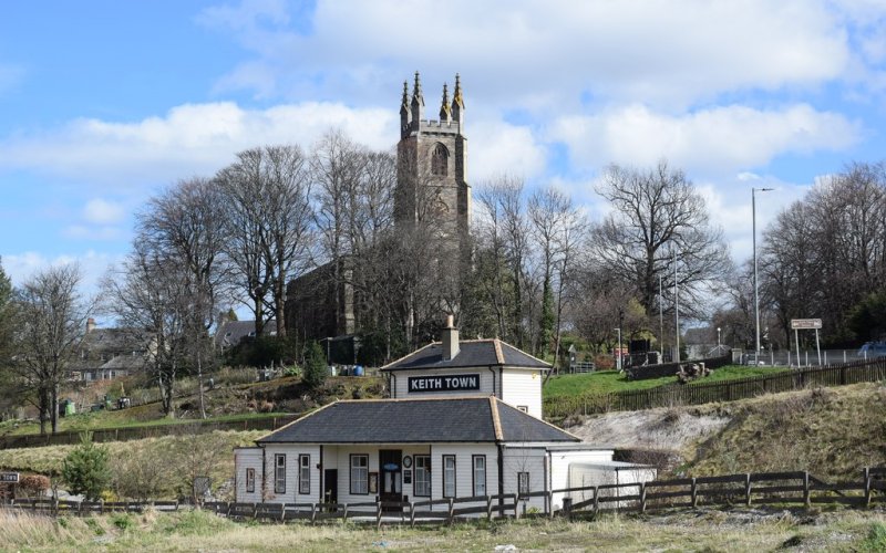 Keith Town Station and St Rufus' Church by Bill Harrison