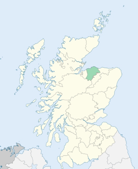 Map of Scotland with Elginshire highlighted