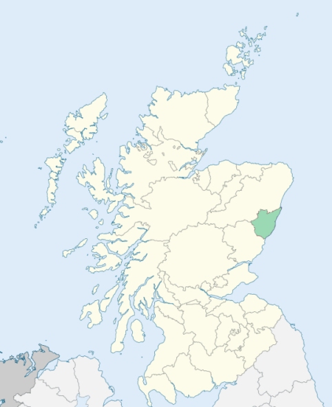 Map of Scotland with Kincardineshire highlighted