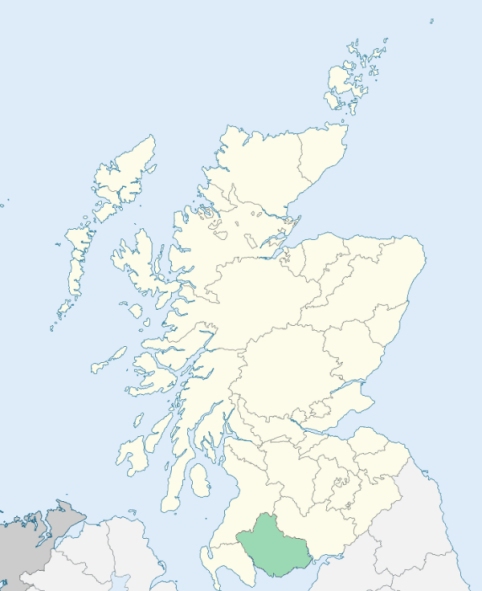 Map of Scotland with Kirkcudbrightshire highlighted