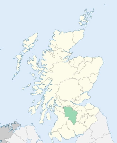 Map of Scotland with Lanarkshire highlighted
