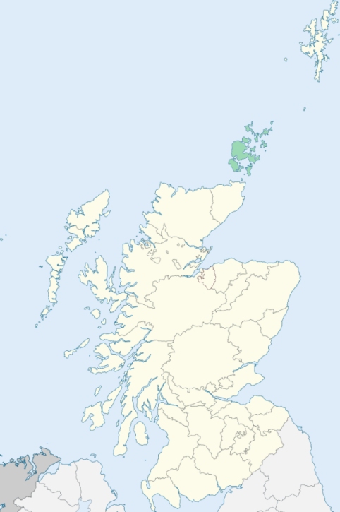 Map of Scotland with Orkney highlighted