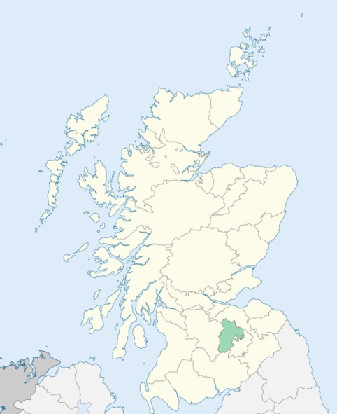 Map of Scotland with Peeblesshire highlighted