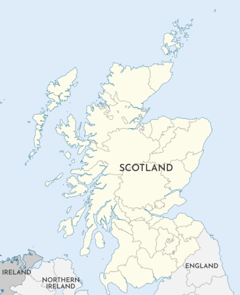 Map of Scotland with historic shires