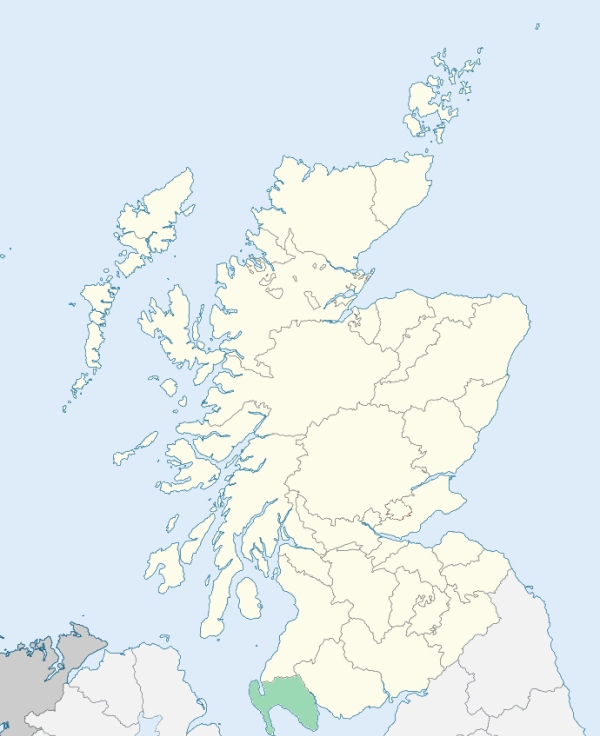 Map of Scotland with Wigtownshire highlighted