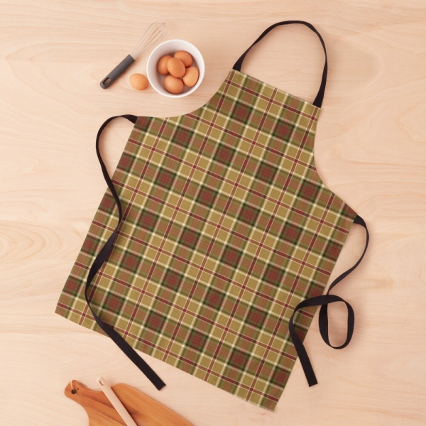 Gold and moss green plaid apron