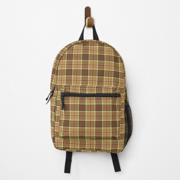 Gold and moss green plaid backpack