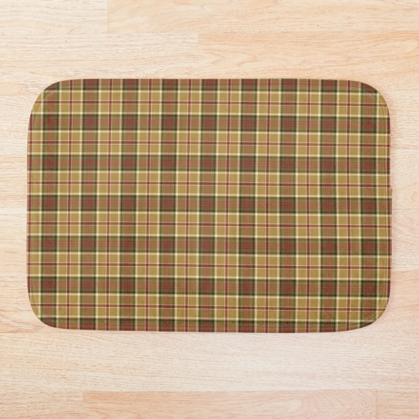 Gold and moss green plaid floor mat