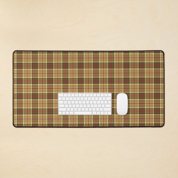 Gold and moss green plaid desk mat