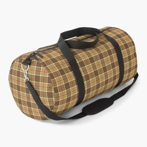 Gold and moss green plaid duffle bag