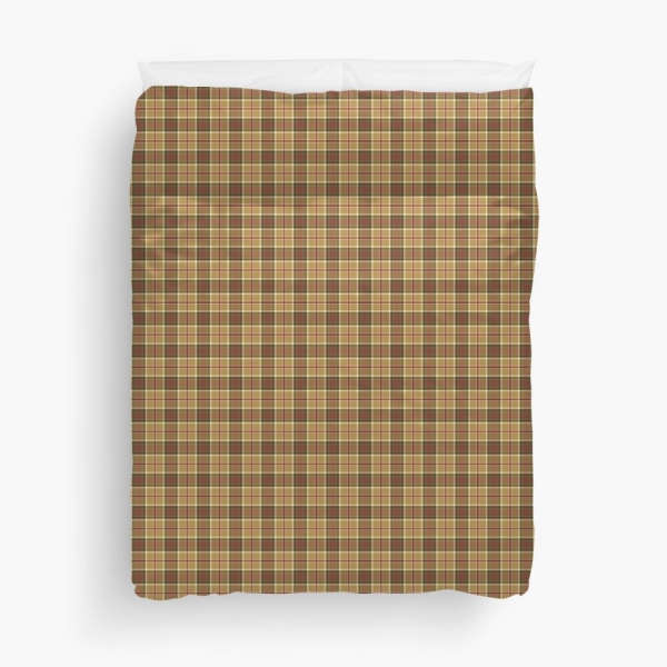 Gold and moss green plaid duvet cover