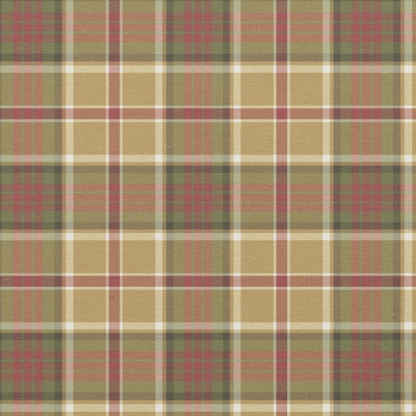 Gold and moss green plaid fabric