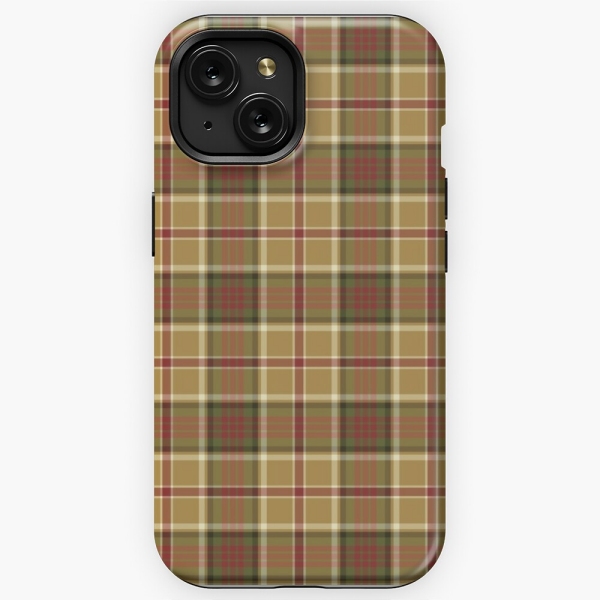 Gold and moss green plaid iPhone case