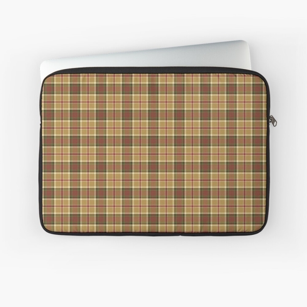 Gold and moss green plaid laptop sleeve
