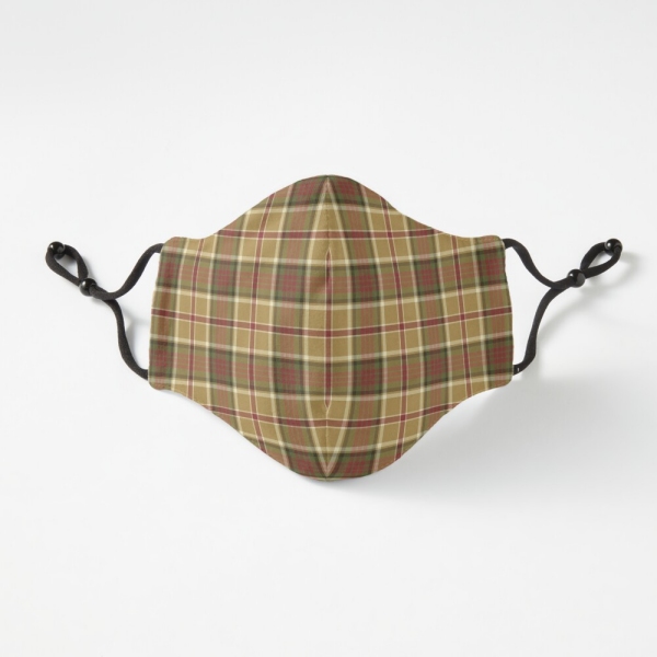 Gold and moss green plaid fitted face mask