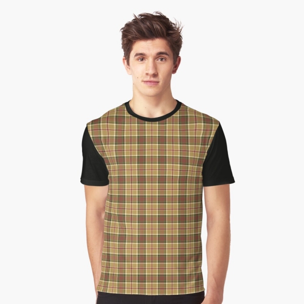 Gold and moss green plaid tee shirt