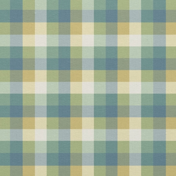 Green, blue, and yellow checkered plaid fabric
