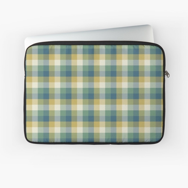 Green, blue, and yellow checkered plaid laptop sleeve