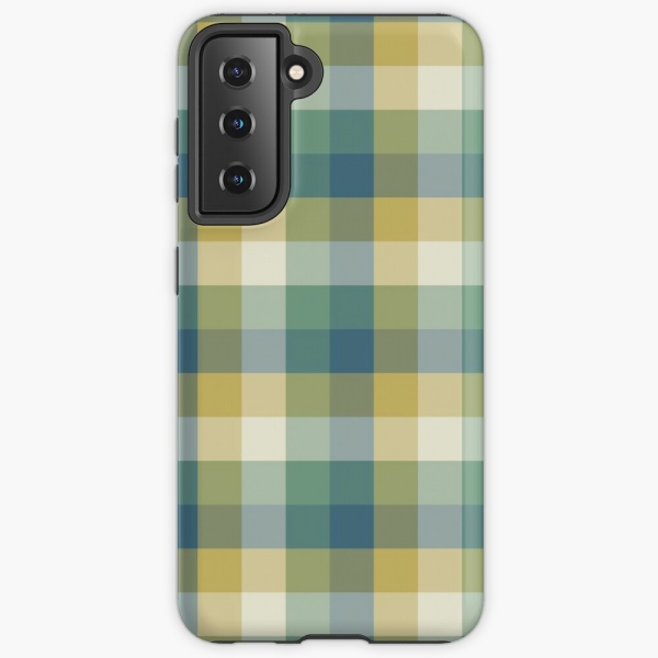 Green, blue, and yellow checkered plaid Samsung Galaxy case