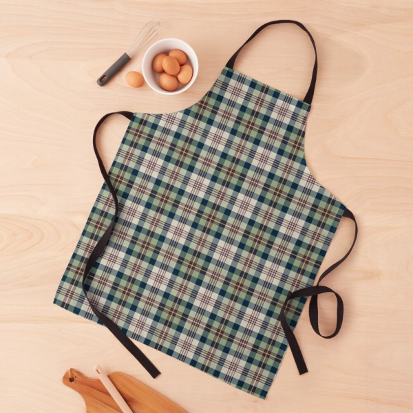 Light green and navy blue plaid apron