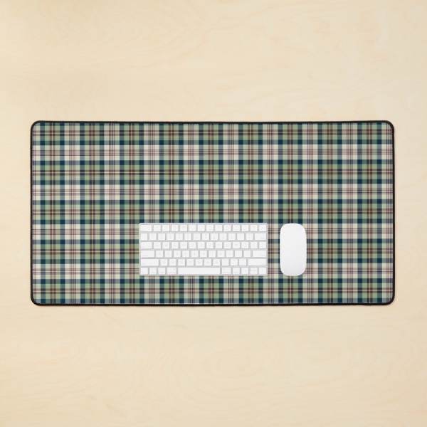 Light green and navy blue plaid desk mat