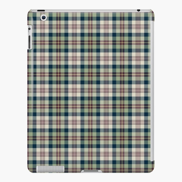 Light green and navy blue plaid iPad case