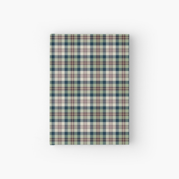 Light green and navy blue plaid hardcover journal