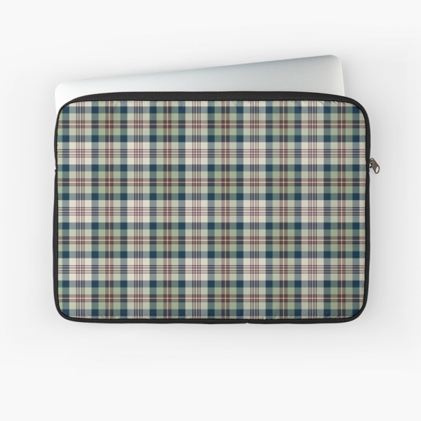 Light green and navy blue plaid laptop sleeve