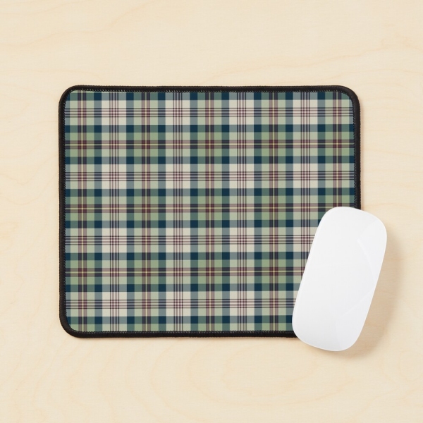 Light green and navy blue plaid mouse pad