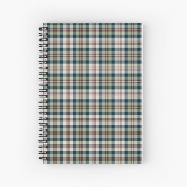 Light green and navy blue plaid spiral notebook