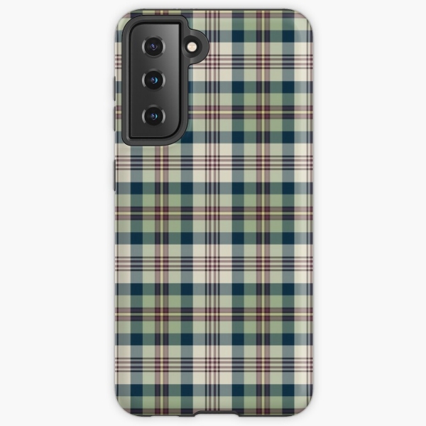 Light green and navy blue plaid Samsung Galaxy case