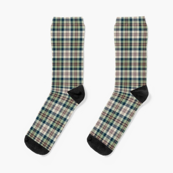 Light green and navy blue plaid socks