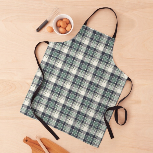 Seafoam green and navy blue plaid apron