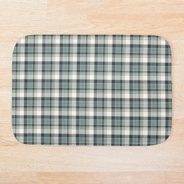 Seafoam green and navy blue plaid floor mat