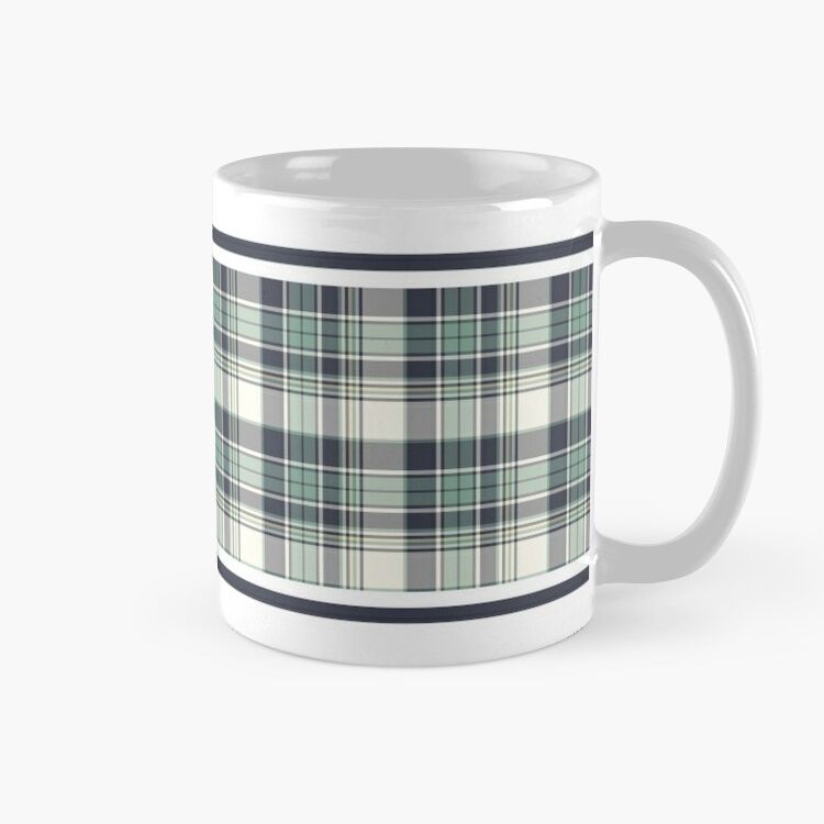 Seafoam green and navy blue plaid classic mug