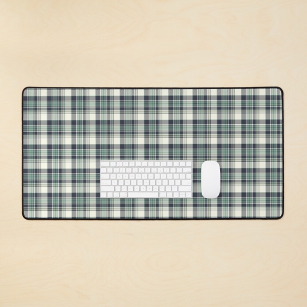 Seafoam green and navy blue plaid desk mat