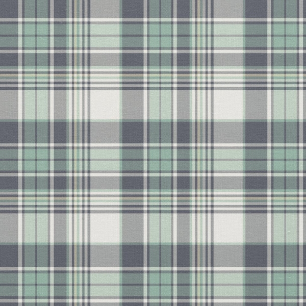 Seafoam green and navy blue plaid fabric