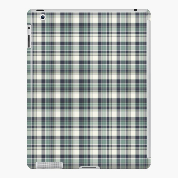 Seafoam green and navy blue plaid iPad case