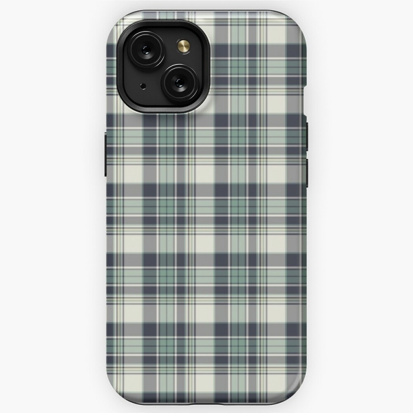 Seafoam green and navy blue plaid iPhone case
