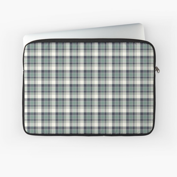 Seafoam green and navy blue plaid laptop sleeve