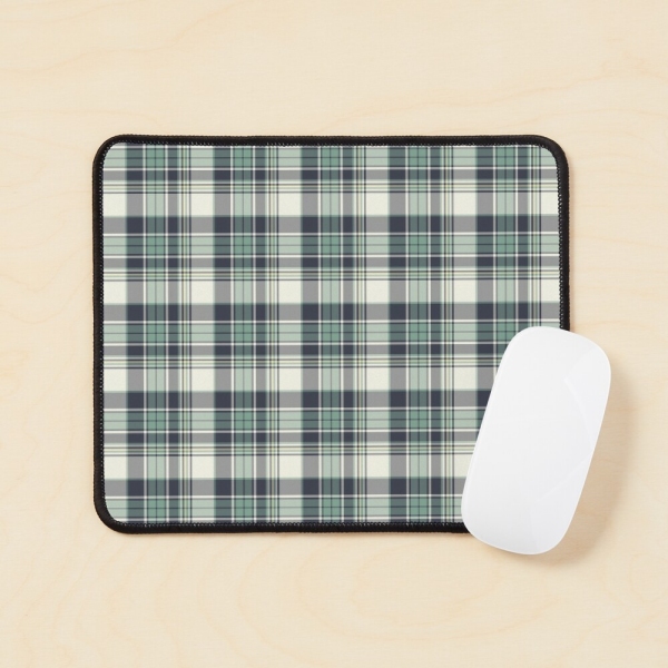 Seafoam green and navy blue plaid mouse pad