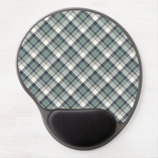 Seafoam green and navy blue plaid ergonomic mouse pad