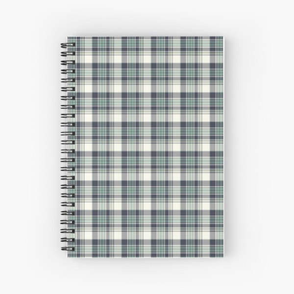 Seafoam green and navy blue plaid spiral notebook