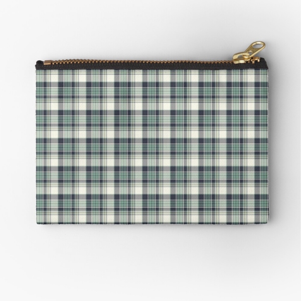 Seafoam green and navy blue plaid accessory bag