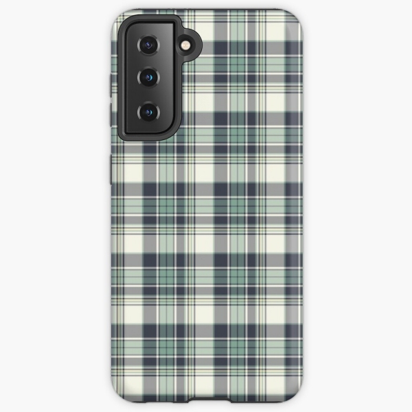 Seafoam green and navy blue plaid Samsung Galaxy case