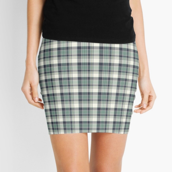 Seafoam green and navy blue plaid mini skirt