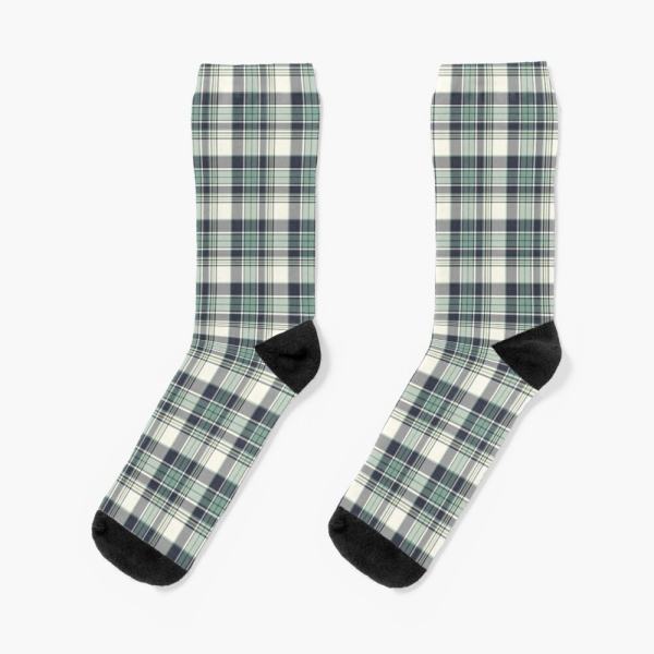 Seafoam green and navy blue plaid socks