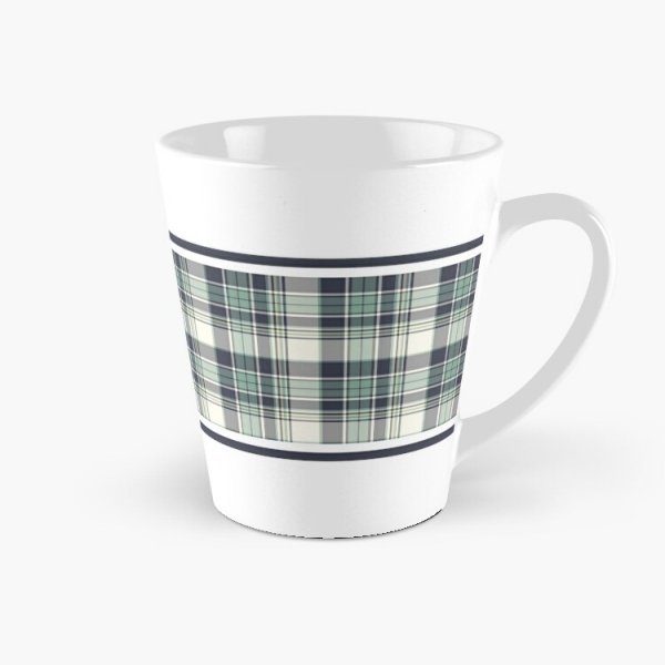 Seafoam green and navy blue plaid tall mug