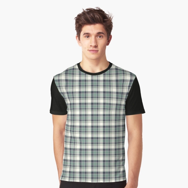 Seafoam green and navy blue plaid tee shirt